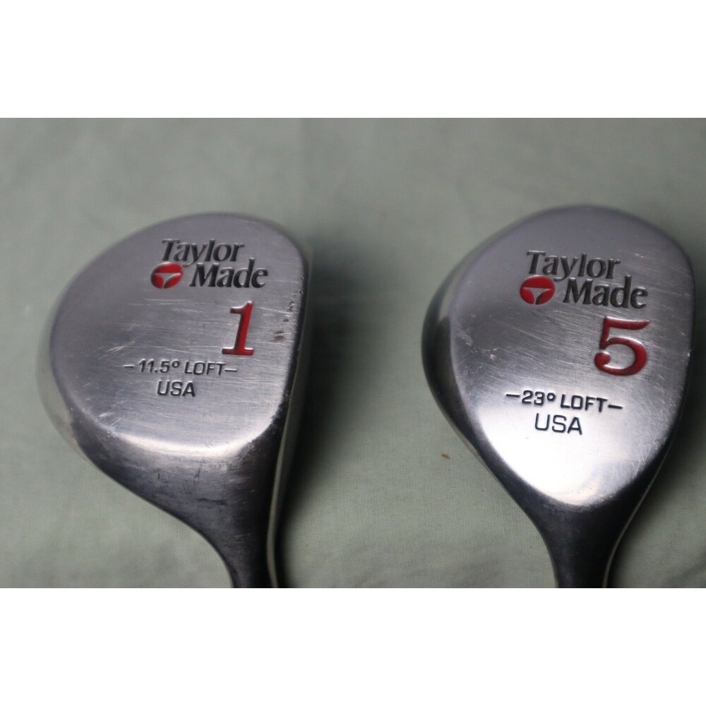 Taylor Made Original One 1 & 5 Wood Golf Clubs L-Flex RH Pittsburgh Persimmon